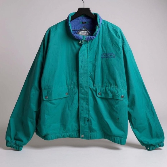 Vintage 90s GEAR for Sports Atlantis Bahamas Windbreaker Jacket‎ L Nylon Teal - Picture 1 of 11